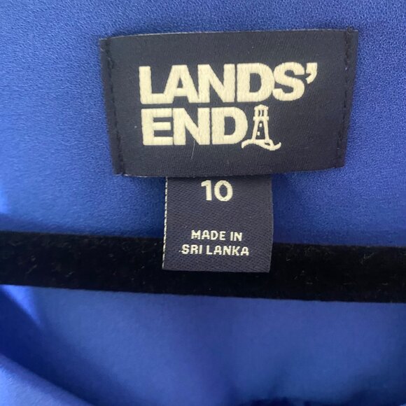 Lands End Womens Blue V-Neck Blouse Size 10 Long Bell Sleeves Made In Sri‎ Lanka - Picture 2 of 9